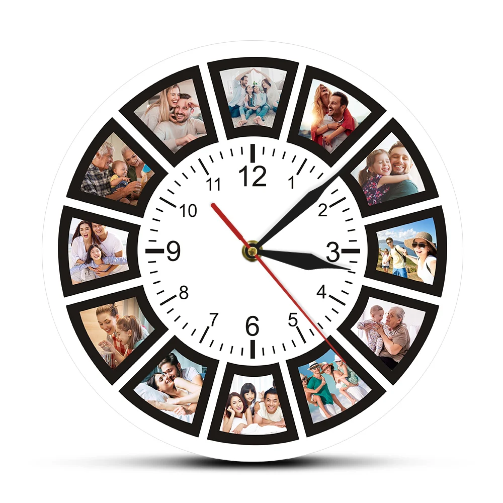 

Personalized Your Family Photos 12 Photos Home Wall Clock Collage Instagram Create Own Custom Custom Printed Clock Wall Watch