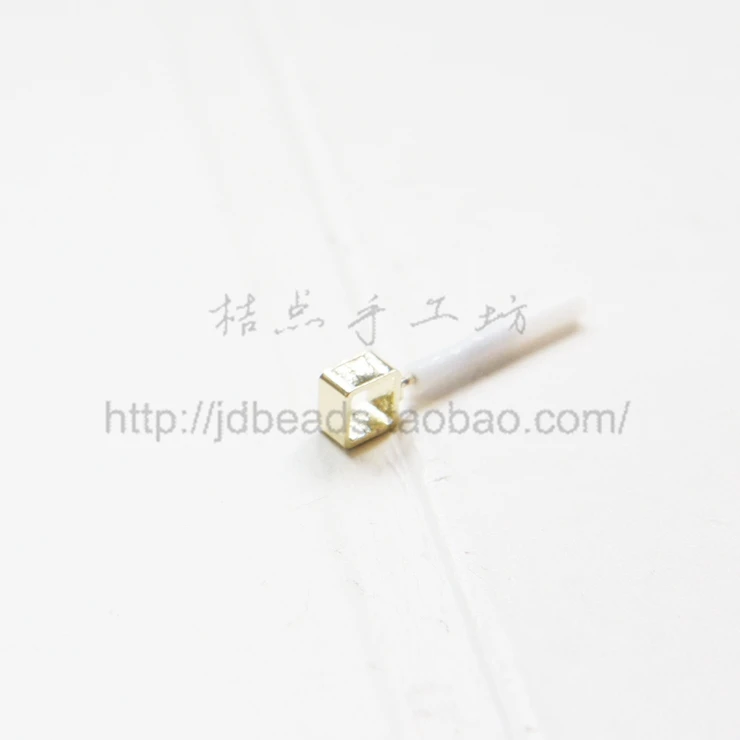 2 Pieces (One Pair) Premium Plated Brass Base Earring Post -  Square Tube 5x5x3mm (3137C)