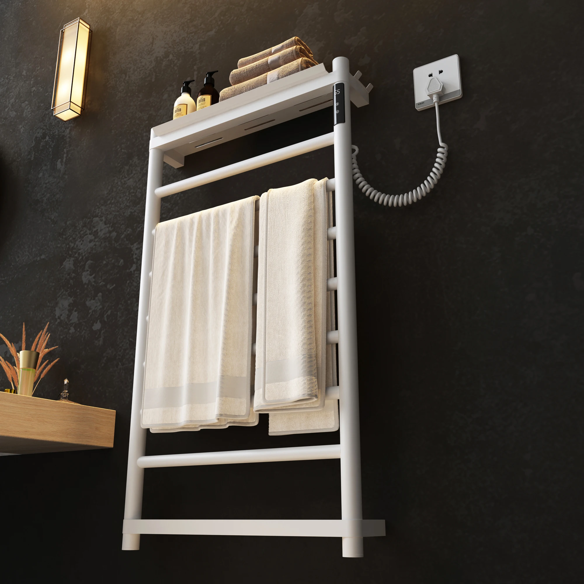 Electric heating towel rack household bathroom accessories Deep grey  thermostatic drying bath towel rack towel warmer