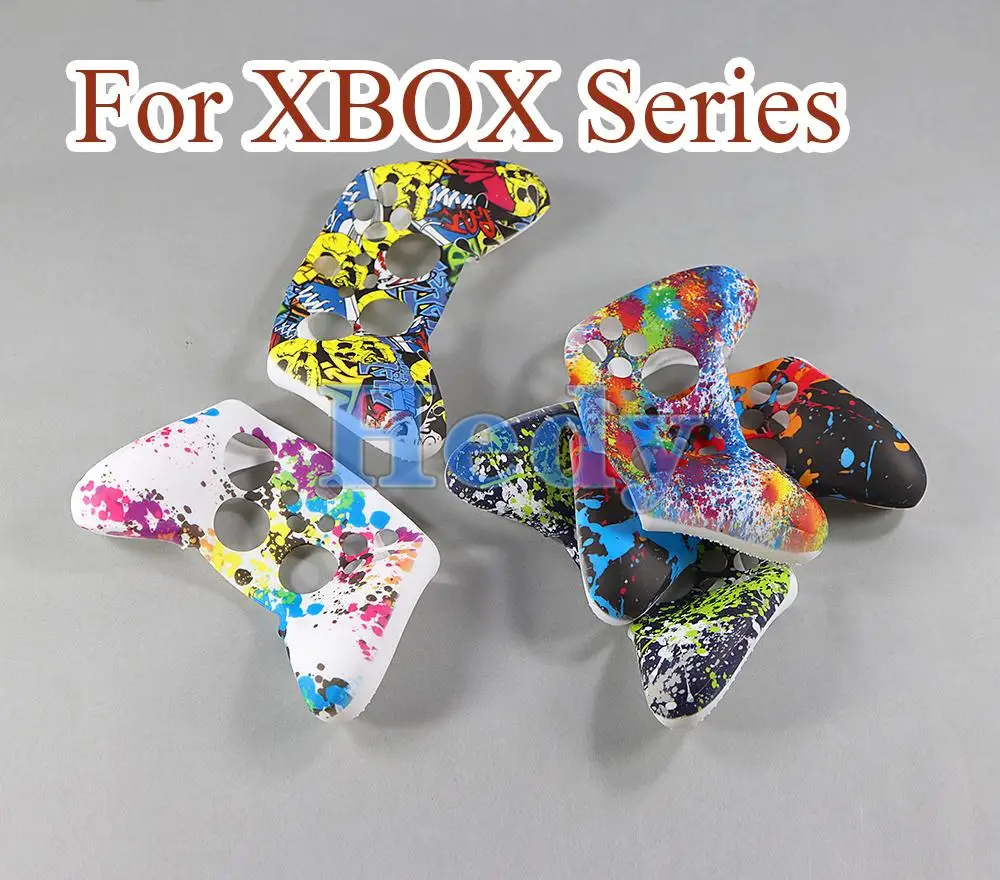 50 Uds funda de silicona suave para controlador Xbox Series X/S piel protectora Gamepad piel de goma cubierta de Joystick carcasa transferencia de agua