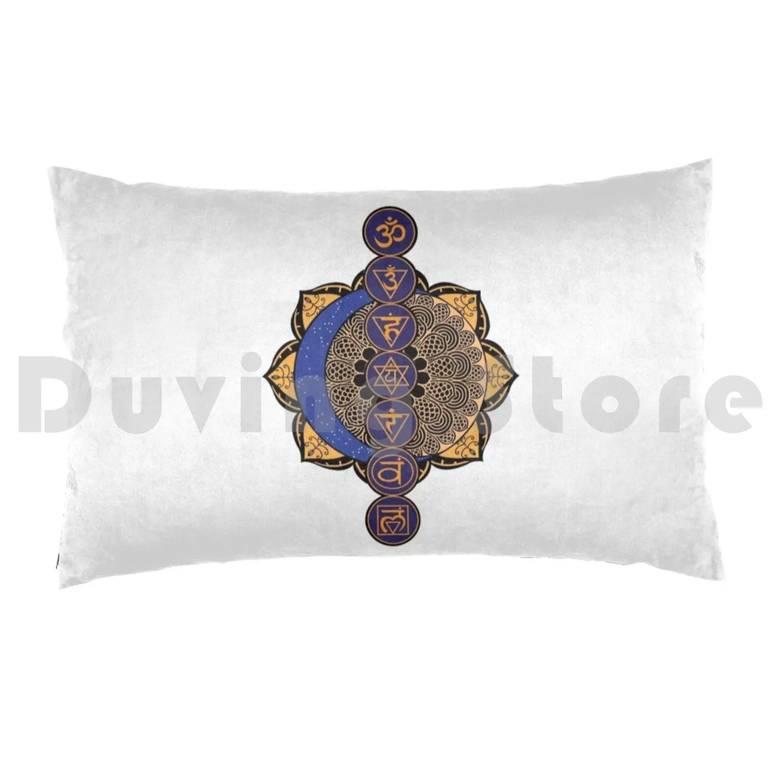 The 7 Chakras Pillow Case Printed 35x50 Wheel Energy Meditation Prana Symbol Vital Energy Buddhism Hinduism