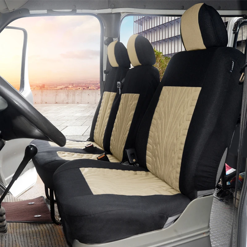 AUTOYOUTH Neuer Autositzbezug aus Polyesterfaser im Reifenfalten-Stil, 4 Farben, passend für 2+1 Autositz, Fahrzeuginnenraum – Detail 3