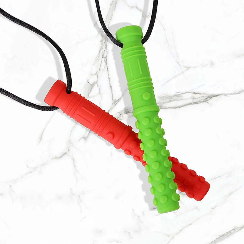 6PCS Silicone Texture Chew Necklace Baby Teether Autism Sensory Chew Pendant Oral Motor Tools for Special Needs ADHD