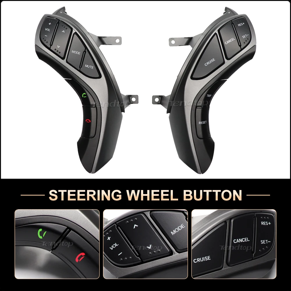 For Hyundai Elantra 2012 2013 2014 2015 Year I30 Steering Wheel Cruise Control Audio Bluetooth Phone Switch Silver SUPERB