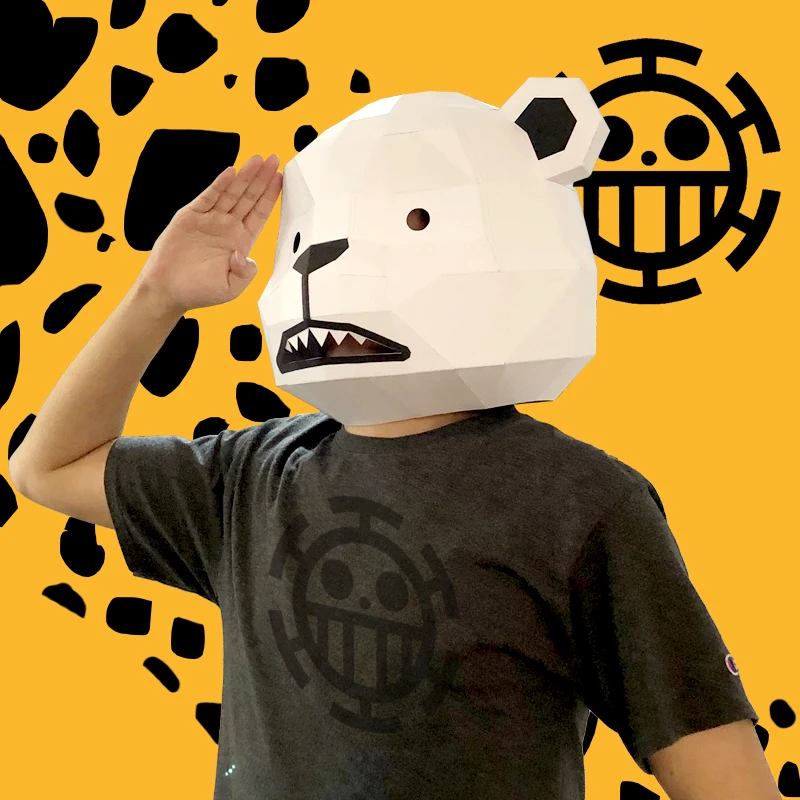 قبل قطع بيبو الأبيض الدب القطبي قناع ورقة نموذج ، ثلاثية الأبعاد أنيمي ورق كرافت ، زي تأثيري الطرف ، اليدوية DIY بها بنفسك اوريغامي الحرفية RTY142 #2
