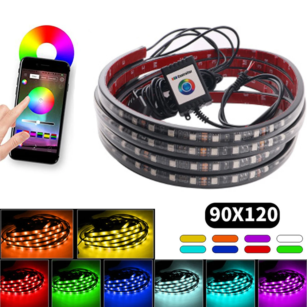 

YSY 1set RGB APP Control Car Flexible LED Strip Decorative Atmosphere Lamp Under Tube Light Underbody Car System Neon Light Kit