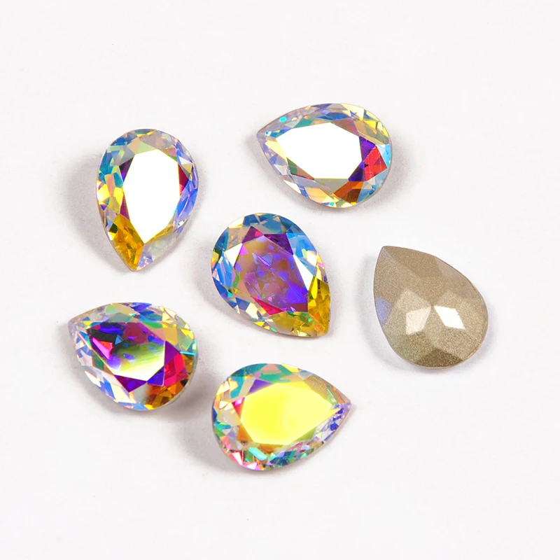 YANRUO 4320 Drop Strass Crystal Stone Crafts Gems Teardrop K9 Point Back Sewing Rhinestones All For Needlework And Decoration