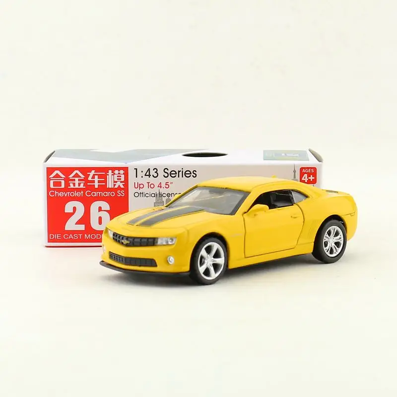 Chevrolet Camaro Racing Car Modelo Diecast Metal Toy, Escala 1:43, Puxar Portas Traseiras, Openable Coleção Educacional, Match Box, Presente