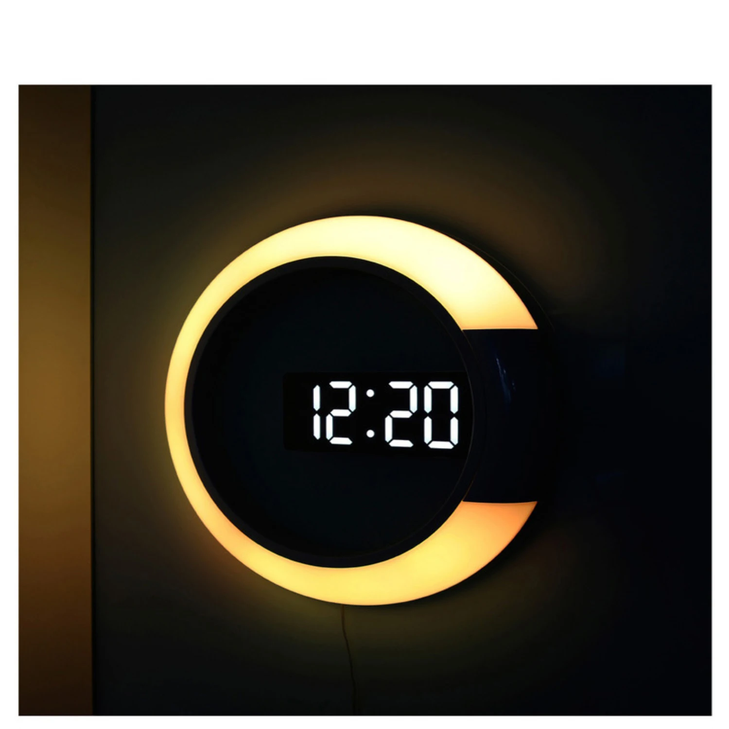 

3d Led Digital Wall Clock Alarm Mirror Hollow Watch Table Clock 7 Colors Temperature Nightlight For Home Living Room Decorations