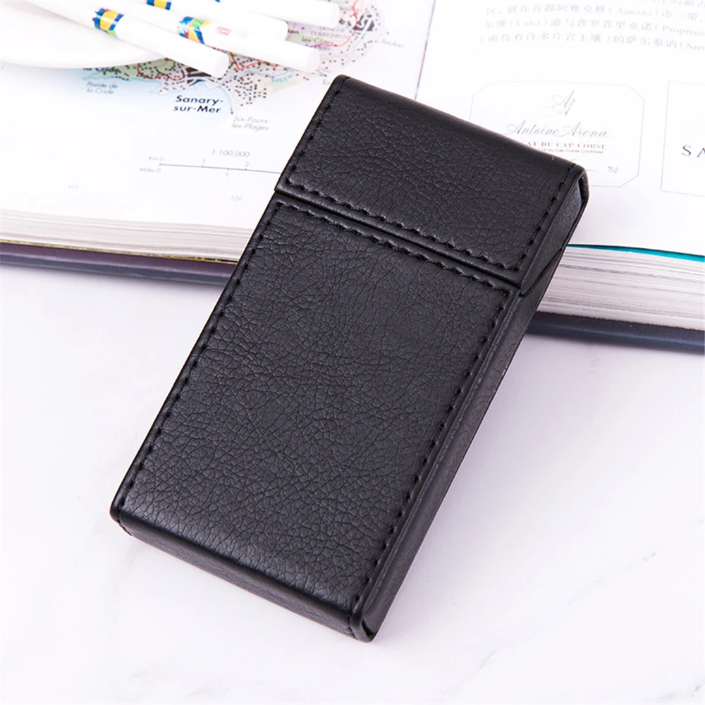 Portable 100mm Cigarette Case 20 Pack Magnet Flip Package Tobacco Bag PU Leather Slim Cigarette Box Smoking Accessories Men Gift