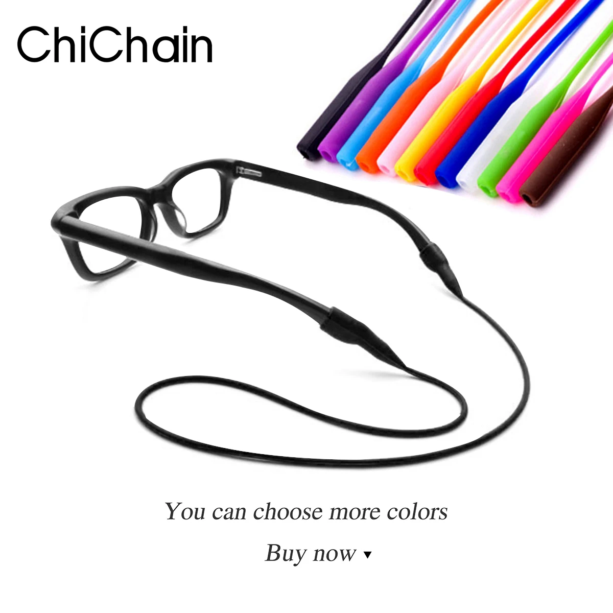 Occhiali da vista Multicolor elastico in Silicone pizzo regolabile lettera bottone sport antiscivolo stringa occhiali cinghie nastro collo estremità