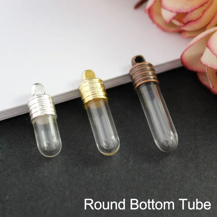 10PCS Glue Cap Glass Vial Pendant Name On Rice Art Jewelry Making Empty Glass Vials Mini Wishing Glass Bottles