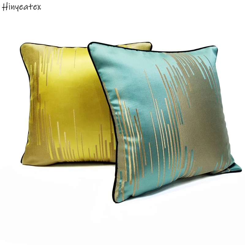 Fashion Modern Abstract Lines Gold Dark Green Woven Cushion Cover Decorative Home Sofa Chair Woven Pillow Case 45x45cm 1pc/lot