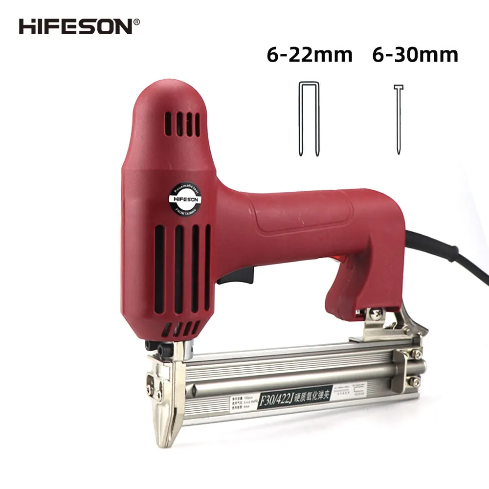 HIFESON F30/422 Nailer 220V 2 in 1 Powerful Electric Staples Nail Guns   Stapler Furniture Frame Carpentry Wood working Tools