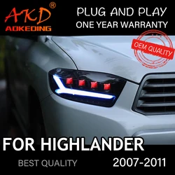 Headlight For Toyota Highlander 2007-2011 Car автомобильные товары LED DRL Hella 5 Xenon Lens Hid H7 Highlander Car Accessories