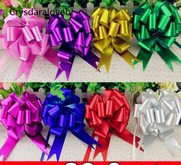 50pcs Beautiful Luster solid Color 18mm Pull Bow ribbon for gift Flower bowknot Gift Packing Party Wedding Car Room Decoration