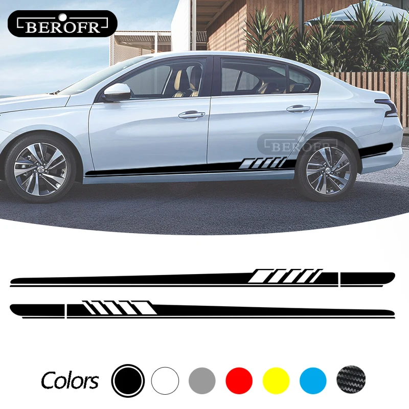 

2Pcs For Peugeot 307 206 308 407 207 3008 208 508 2008 301 408 607 4008 5008 Car Long Side Stripe Sticker Car Tuning Accessories