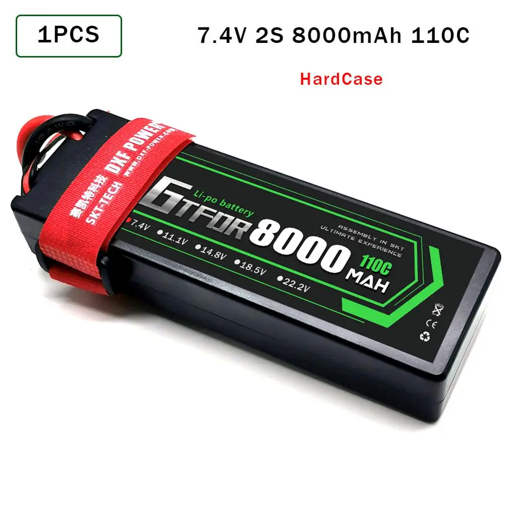 GTFDR Hardcase Lipo Batteries 2S 8000mAh 7.4V 110C /220 Deans XT60 EC5  XT90 XT150 For 1/8 1/10 Off Road  RC Car Truck  Buggy