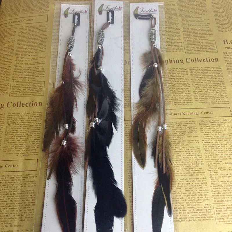 Handmade Boho Hippie Hair Extensions with Feather Clip Comb Headdress DIY Accessories for Women Gifts Valentine's Day Present