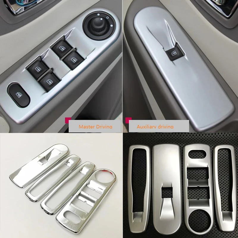 

ABS Chrome For Renault Clio IV Clio 4 Hatchback 2013 2014 2015 2016 Car Door Window glass Lift Control Switch Panel Cover Trim