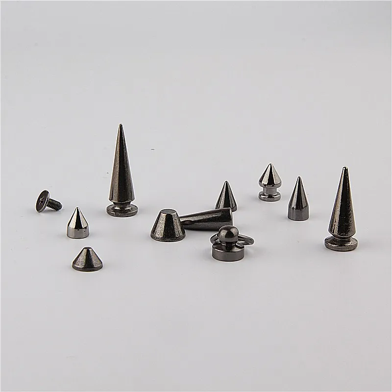 High Quality Gun-black Bullet Spikes Rivets For Leather Punk Studs and Spikes For Clothes Thorns Patch Tachas Para Ropa Remaches