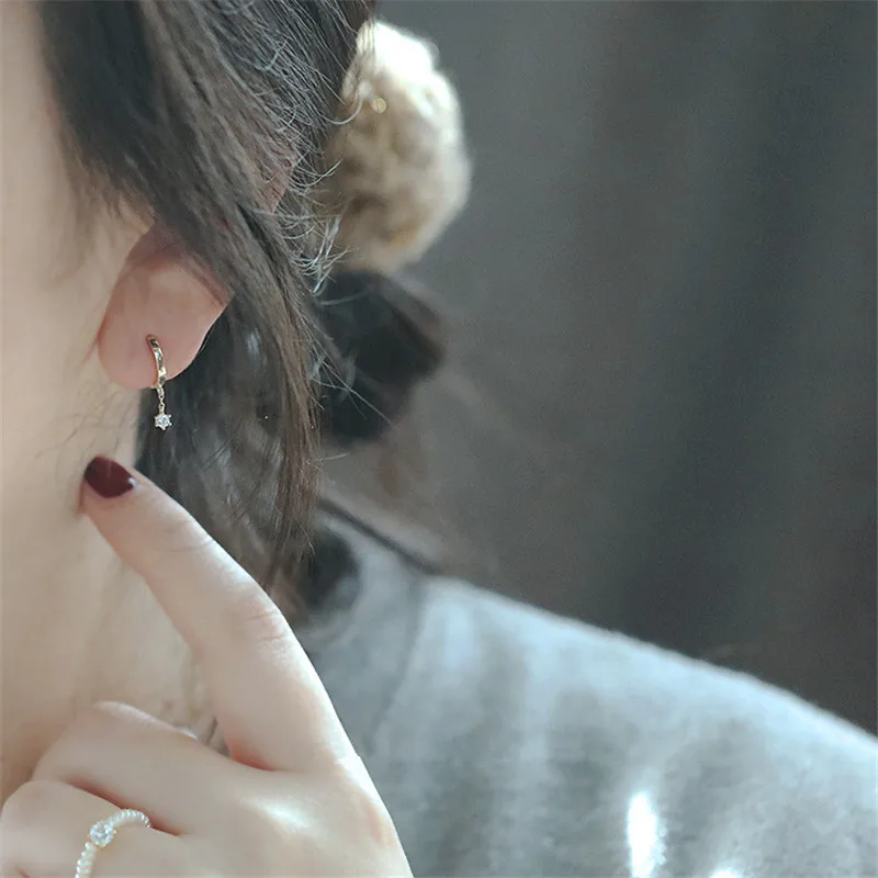 925 Sterling Silver Korean Version Small Zircon Earrings For Women Classic Fashion Wedding Party Jewelry Gift