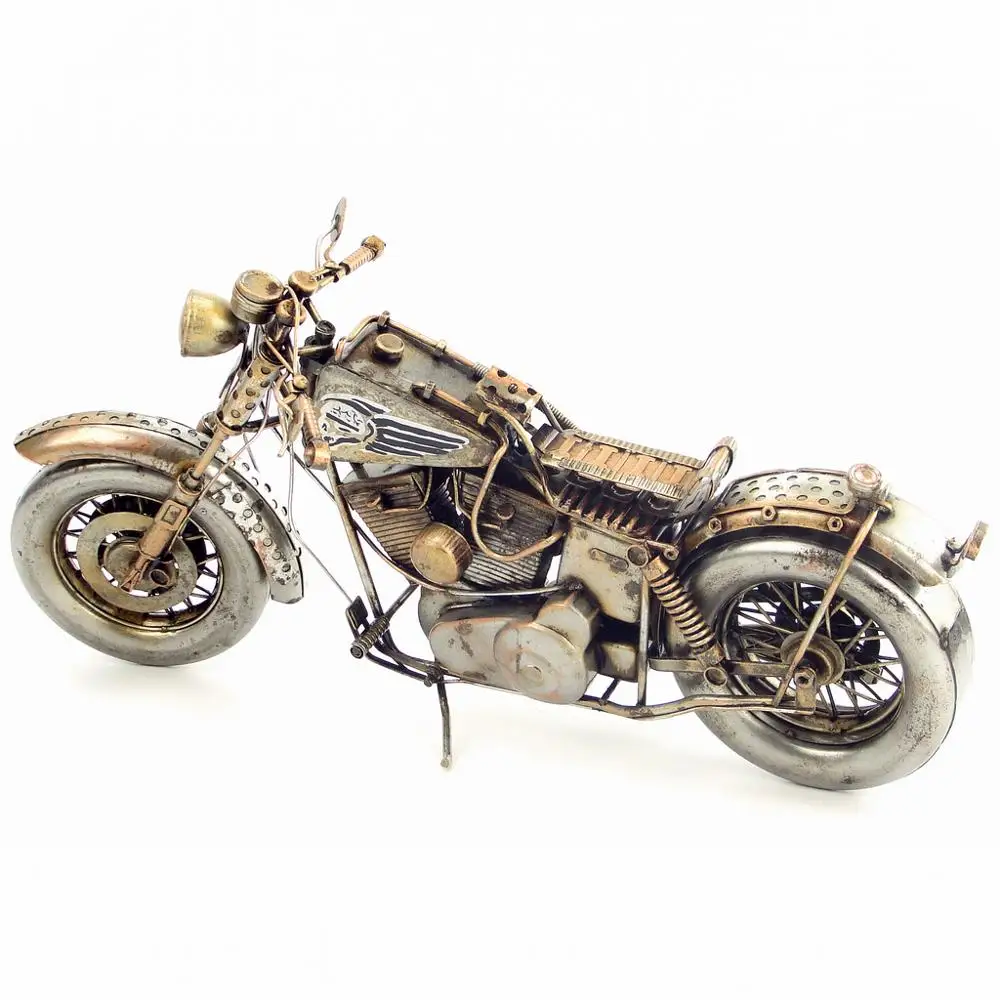 Imagem -03 - Antigo Modelo de Motocicleta Clássica Retro Vintage Artesanato de Metal Forjado para Decoração de Casa ou Presente Aniversário