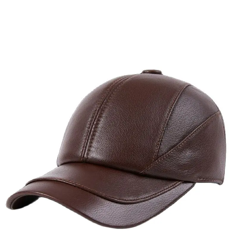 

Autumn Genuine Leather Baseball Sport Cap Hat Women's Men's Winter Warm Brand New Cow Skin Leather Newsboy Caps Hats