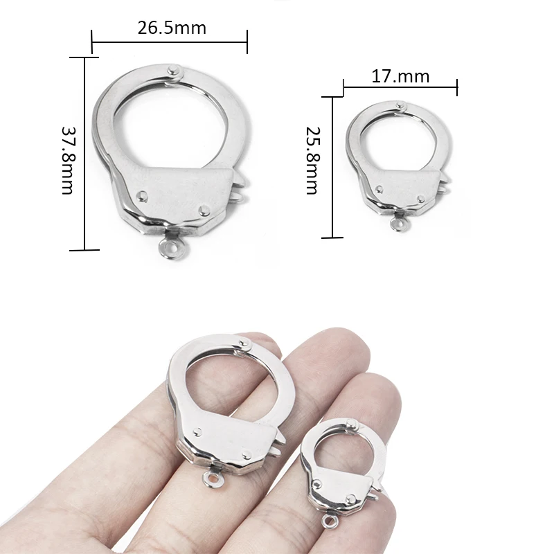 SAUVOO Stainless Steel Handcuffs Clasps Couple Bracelet Necklace Connector For DIY Jewelry Making Accessories Supplies