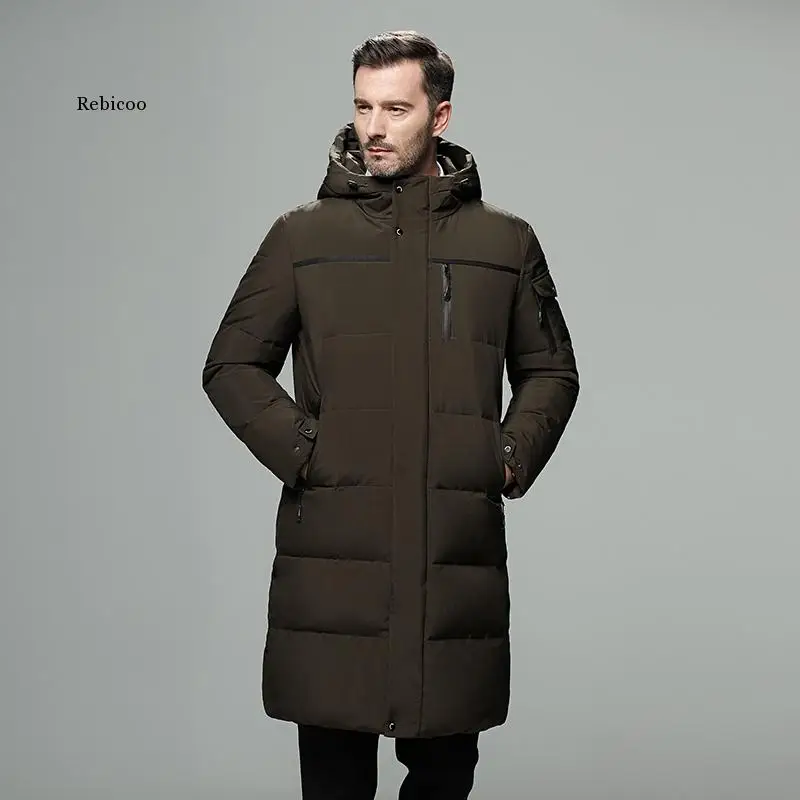 Men's Jackets Winter New Male's Solid Color Business Casual Hooded Coats Thickened Warm Windproof Clothes