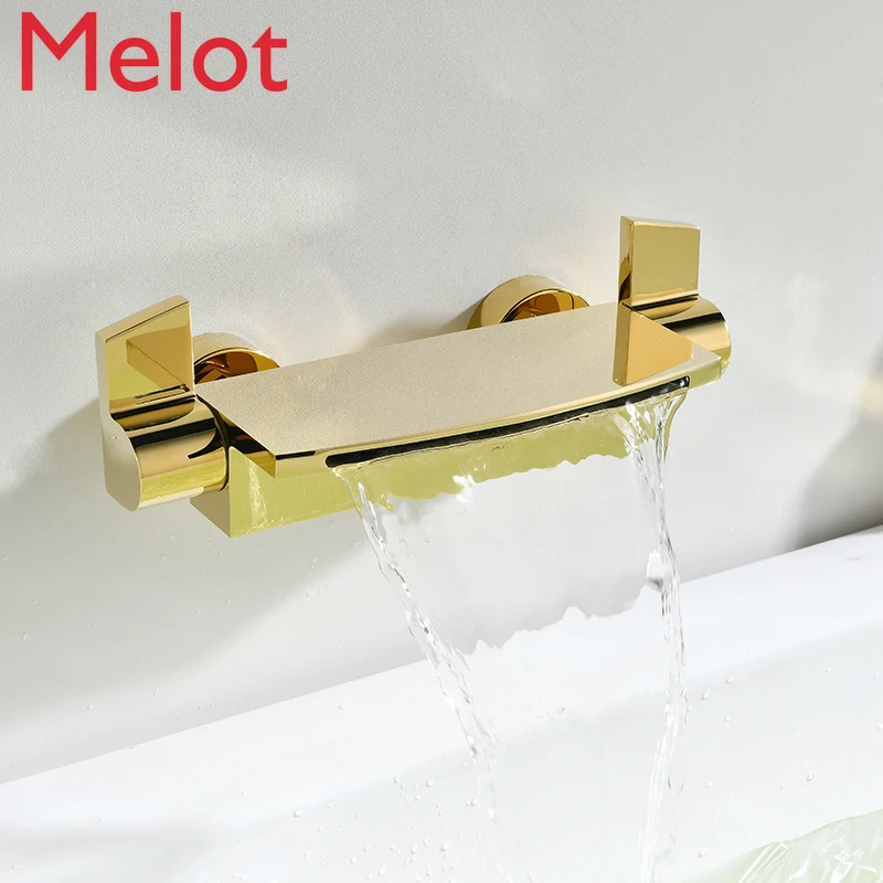 Wall-Mounted Faucet Induction Golden Copper Basin Bathtub Waterfall Black Kohler Concealed Faucet Accessories