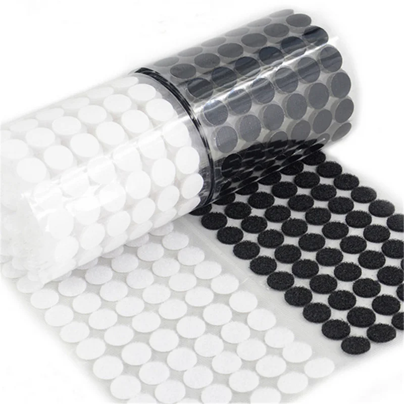 10-25mm Self Adhesive Fastener Tape Dots Strong Glue Magic Sticker Disc White Black Round Coins Hook Loop #Ro