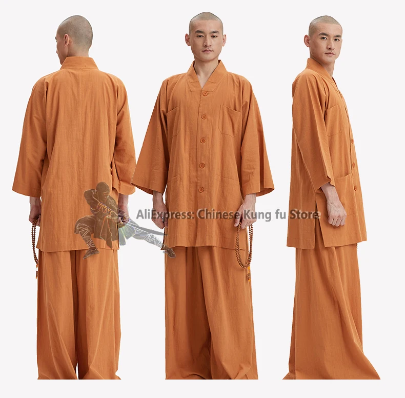 Summer Buddhist Monk Suit Farming Meditating Kung fu Uniform Wushu Shaolin Martial arts Jacket Pants