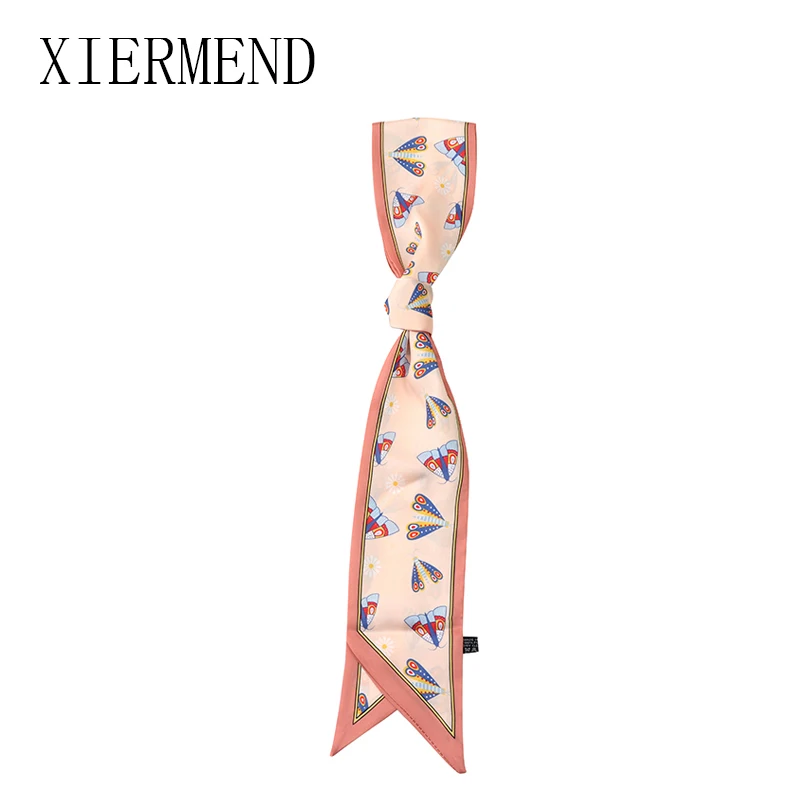 140*9 new summer cartoon strip small butterfly scarf scarves female wrist strap hairband belt women skinny scarf