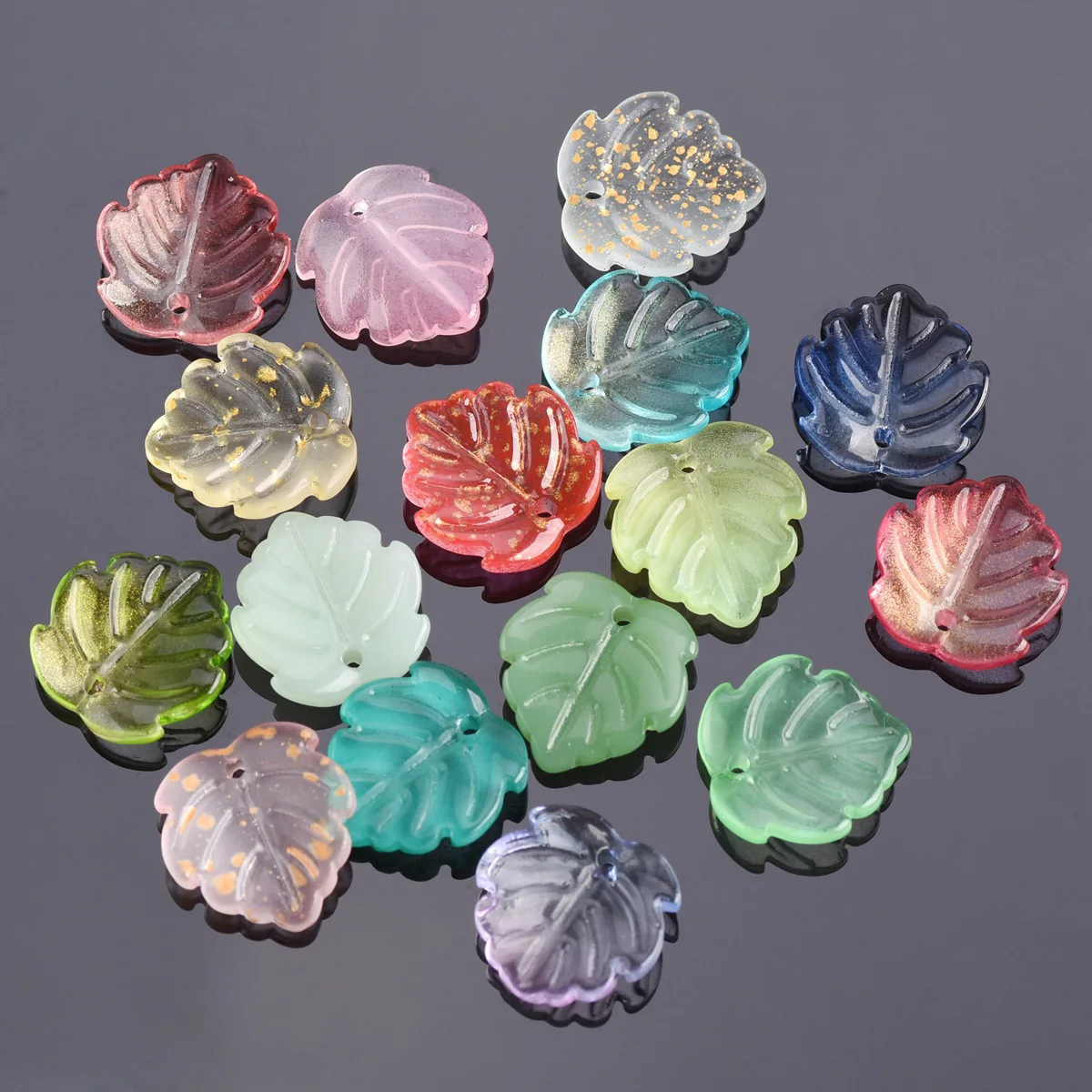 

10pcs 15x14mm Leaf Shape Lampwork Petal Crystal Glass Loose Crafts Beads Top Drilled Pendants for Earring Jewelry Making DIY