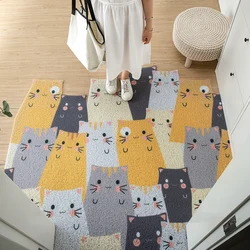 Cartoon Cats Doormat Indoor Entrance Mats, Outdoor Mat, Anti-Slip Rubber Door Mats, Washable Entryway Rug Large Front Door Mats