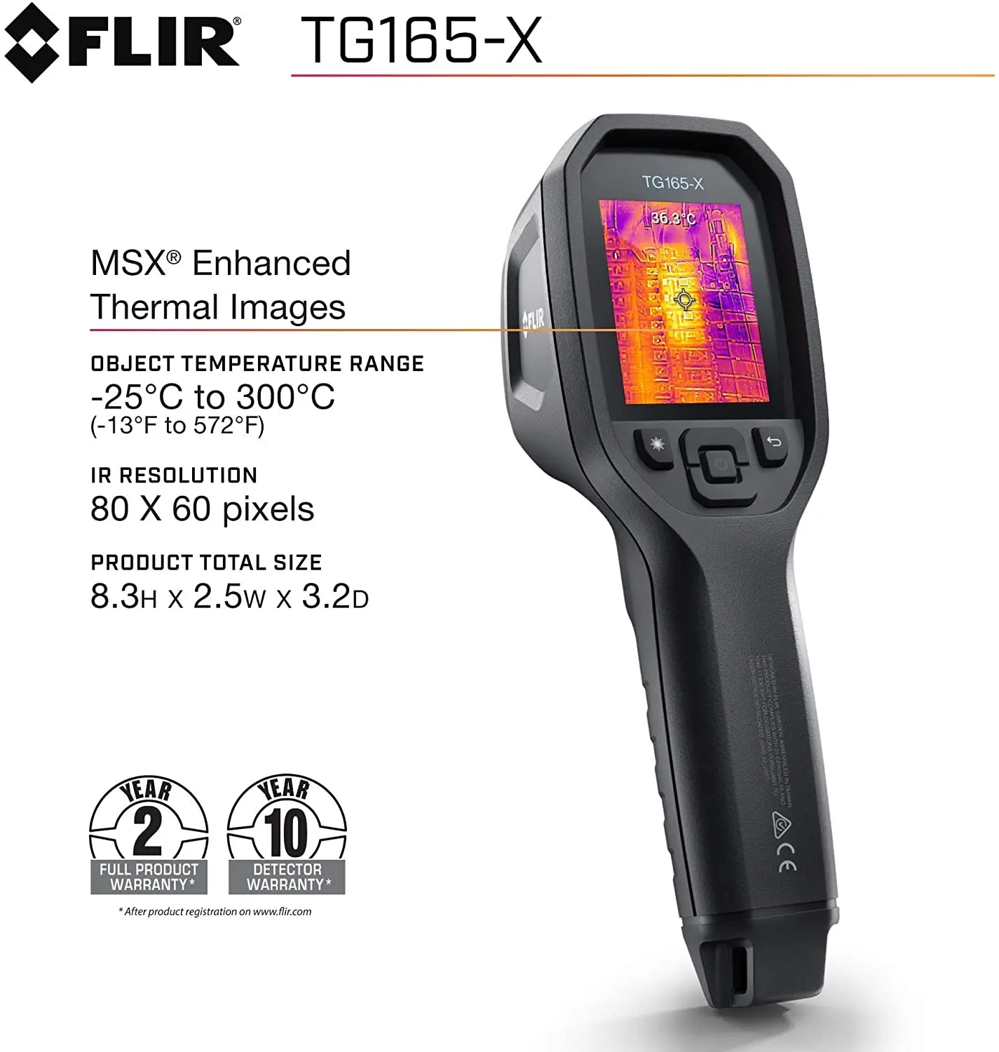 FLIR TG165-X Spot Thermal Camera Industrial Handheld Heating Pipe Electrical Inspection TG165 Laser Infrared Thermal Imager