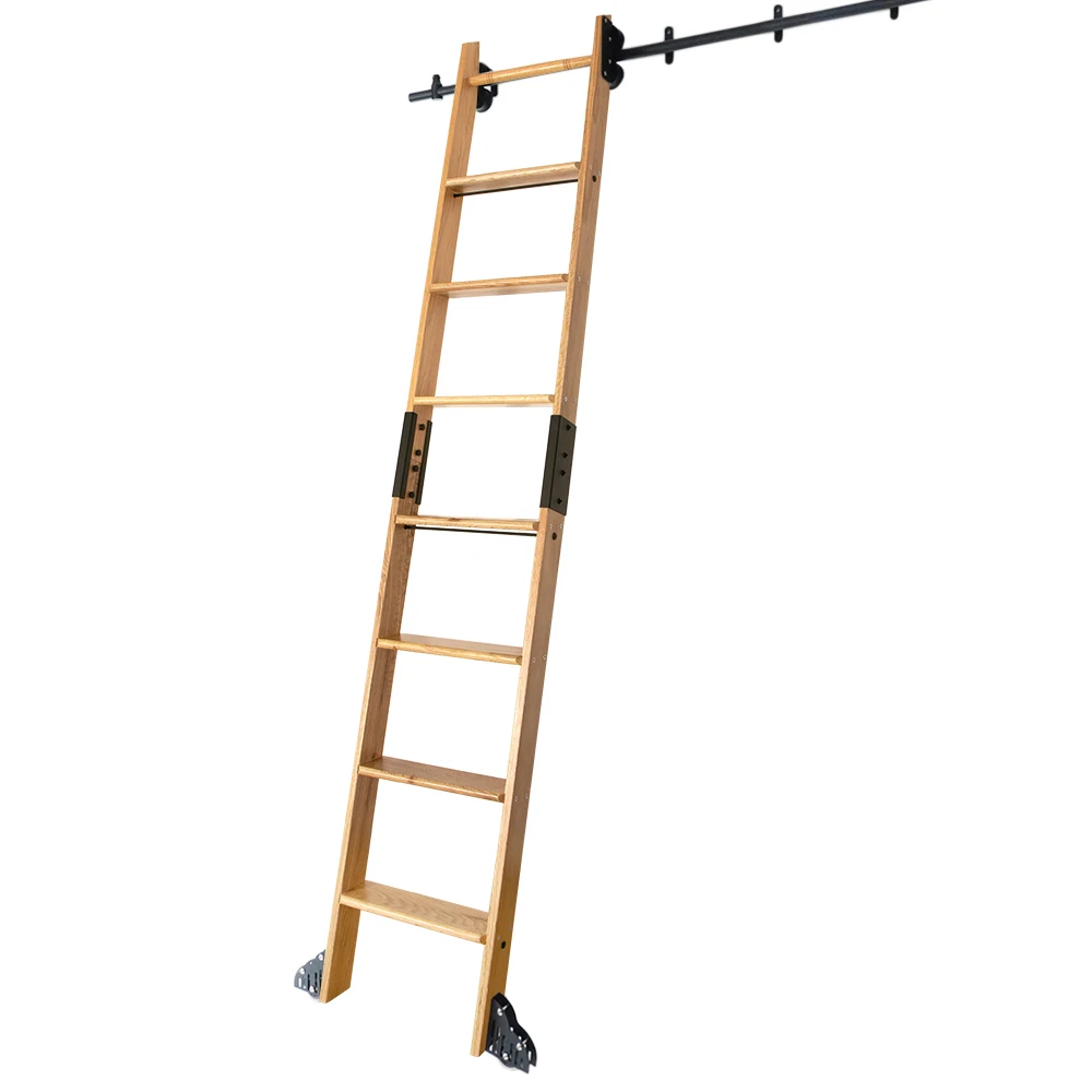 

2M 3M 4M 5M Rustic Black Round Tube Sliding Barn Library Ladder Hardware