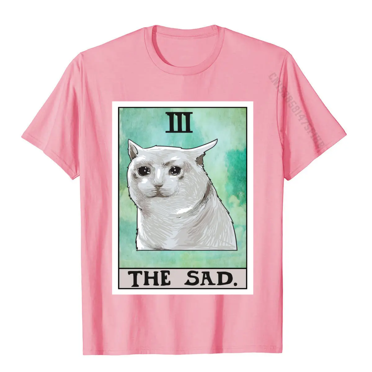 The Sad Cat Tarot Card Funny Meme Cotton Tops & Tees For Men Customized Tshirts Europe Funny