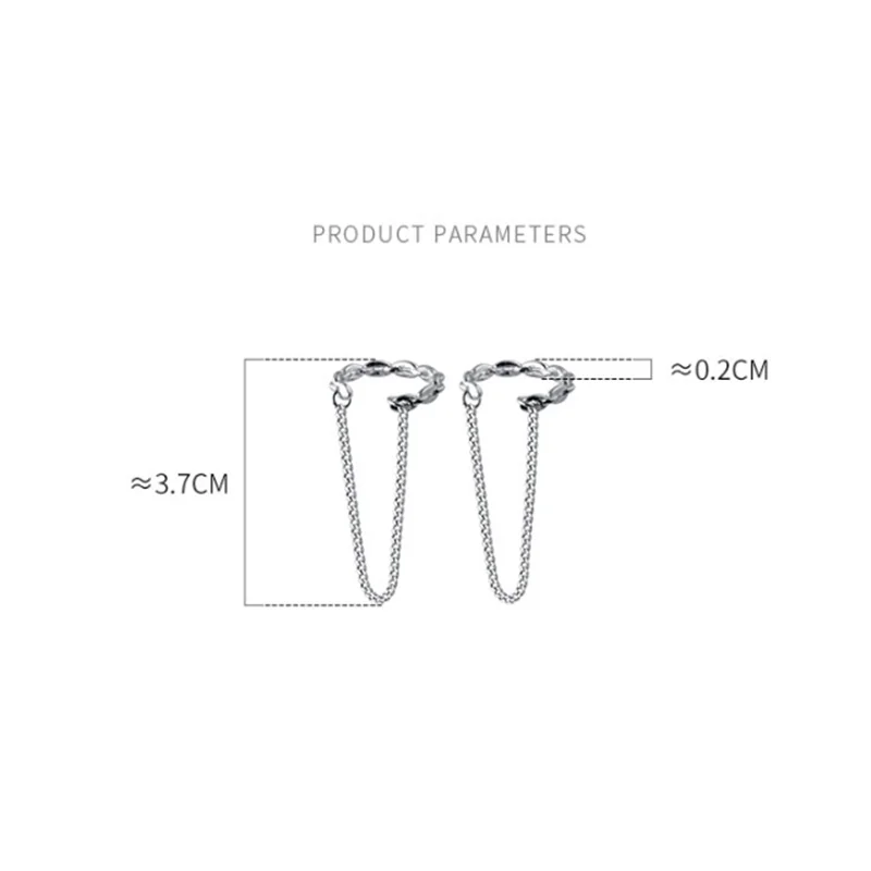 WANTME Genuine 925 Sterling Silver Punk Cuban Link Chain Ear Clips Earring for Women Rock Ear Cuff Piercing Jewelry Accessories 2
