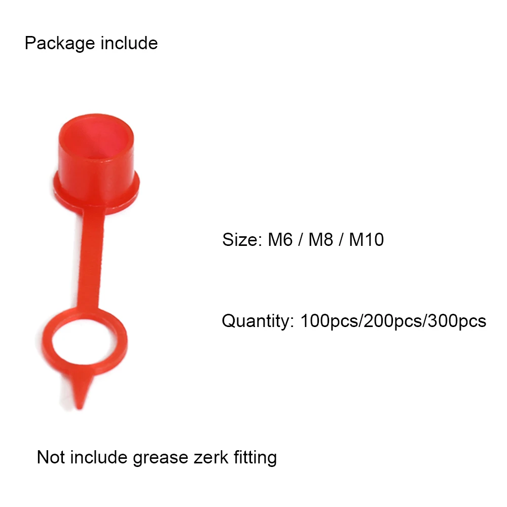 100pcs M6 M8 M10 RED Polyethylene Plastic Dust Cap Dust Cover Protection Cover Cap for Grease Gun Zerk Fitting