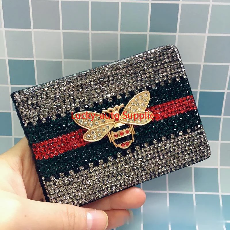 Car Bee Driving License Leather Case Diamond Car Driving License Package Driving License Bee Key Case for This Car