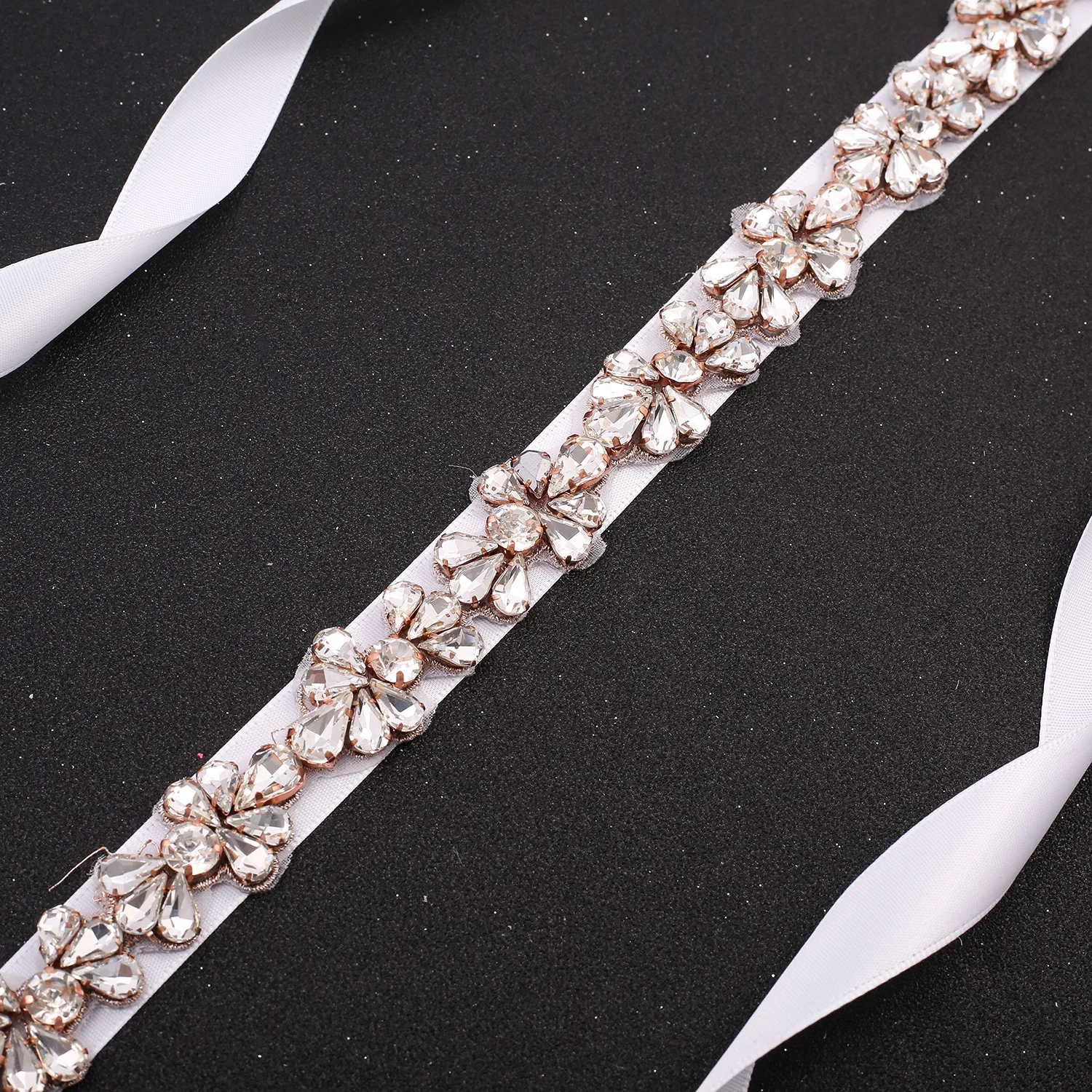 SESTHFAR Rhinestone Thin Bridal Belt Wedding Dress Belt Handmade Sash for Bride and Bridesmaid