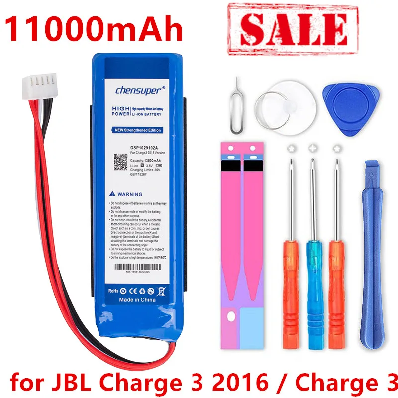 

chensuper 0 Cycle 11000mAh GSP1029102A Battery for JBL Charge 3 2016 Version / Charge 3 / check the place of 2 red wires