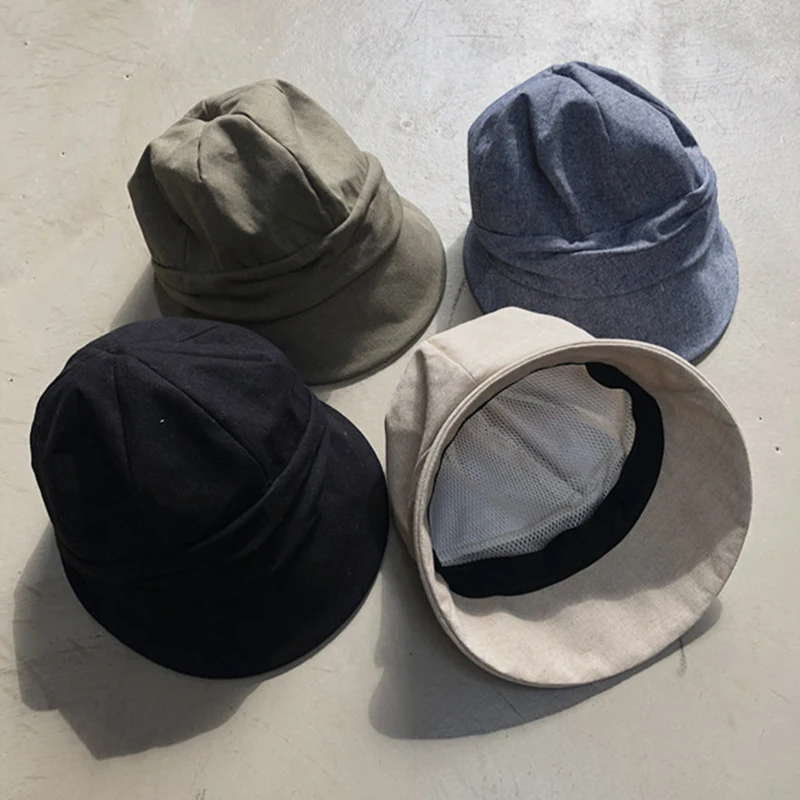 Summer Cotton Linen Women Beret Foldable Breathable Anti-UV Caps Female Casual Sun Hats Octagonal Sun Visor Painter Hat