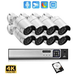 Gadinan 4/8CH 4K POE Ultra FHD Full Color Video Surveillance System 8MP H.265 NVR Audio IP Outdoor Security CCTV Cameras Kit Set