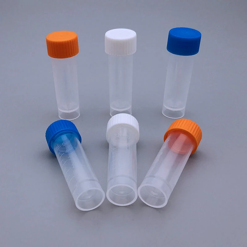 50pcs/100pcs/200pcs/300pcs/400pcs/pack 5ml PP Cryo Freezing Tube, Cold Storage Vial Cryovial Plastic Test Tubes