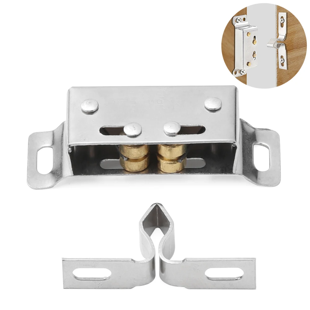 2pcs Stainless Steel Catch Stopper Cabinet Catch for Cupboard Cabinet Kitchen Door With Screws Furniture Fittings Door Lock Buck