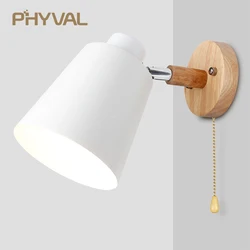 Applique murale nordique avec interrupteur, lampe de chevet moderne, macaron 6, tête de direction, chambre à coucher, 85-285V