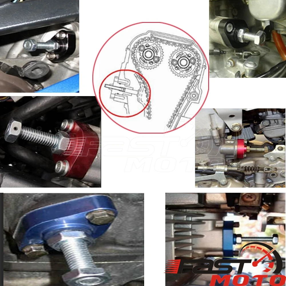 Tensor de cadena de leva Manual para motocicleta, accesorio rojo de aluminio CNC para Honda CBR600F, CBR600F2, CBR 600, F1, F2, Hurricane 600,